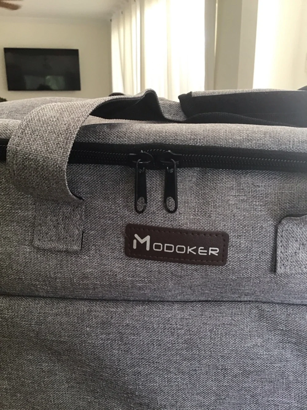 Modoker Dog/Cat Travel Bag, a grey weekend pet travel organizer tote.